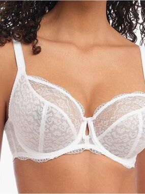 White Freya Fancies Underwire Plunge Bra